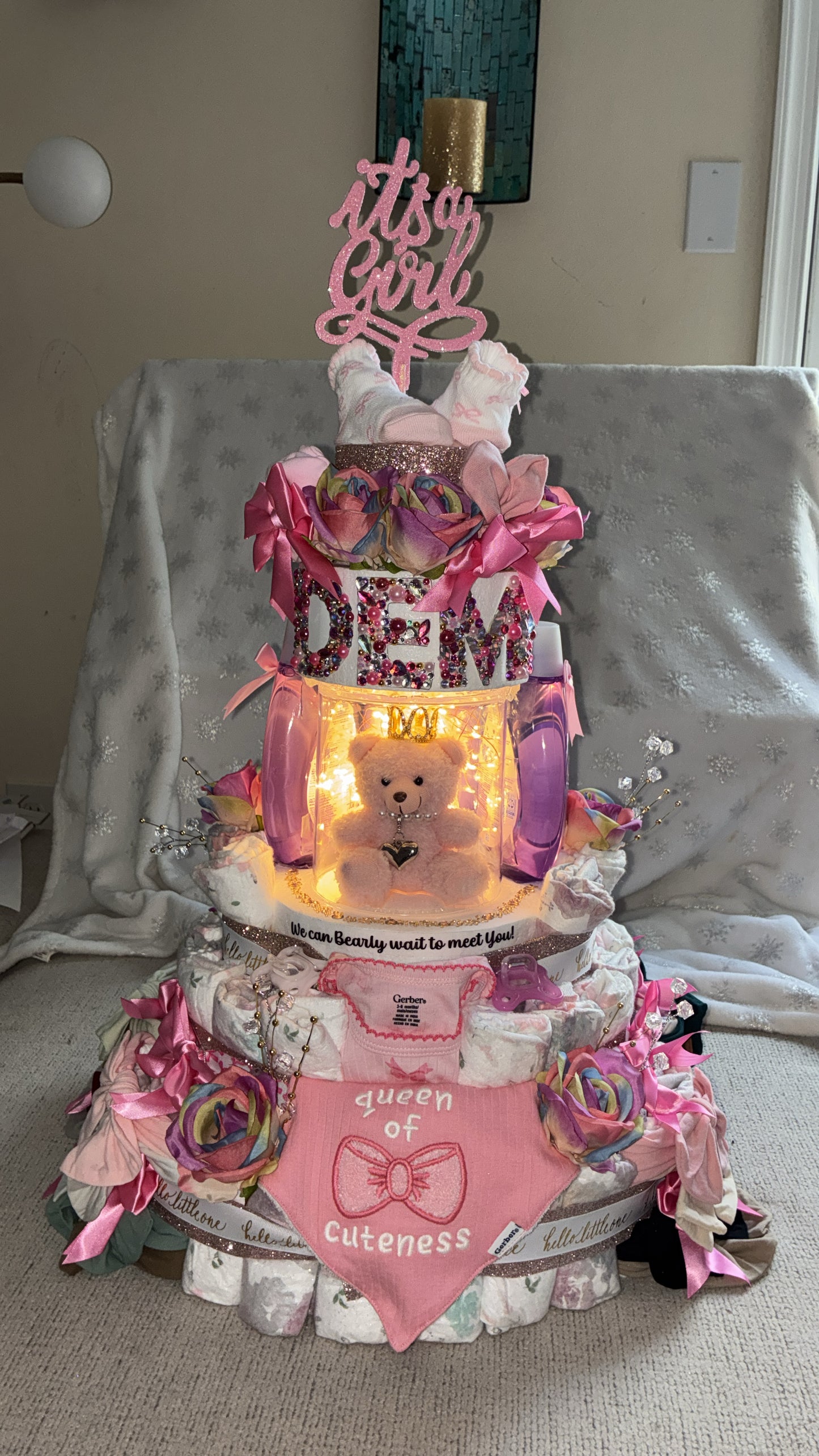 Custom Bedazzled Diaper cake 'Demi'