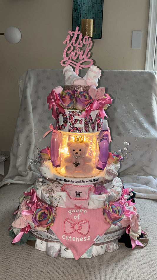 Custom Bedazzled Diaper cake 'Demi'