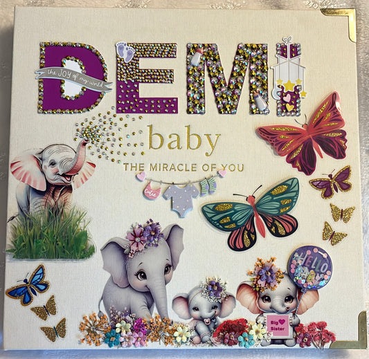 Custom Bedazzled Baby record book cover 'Demi'