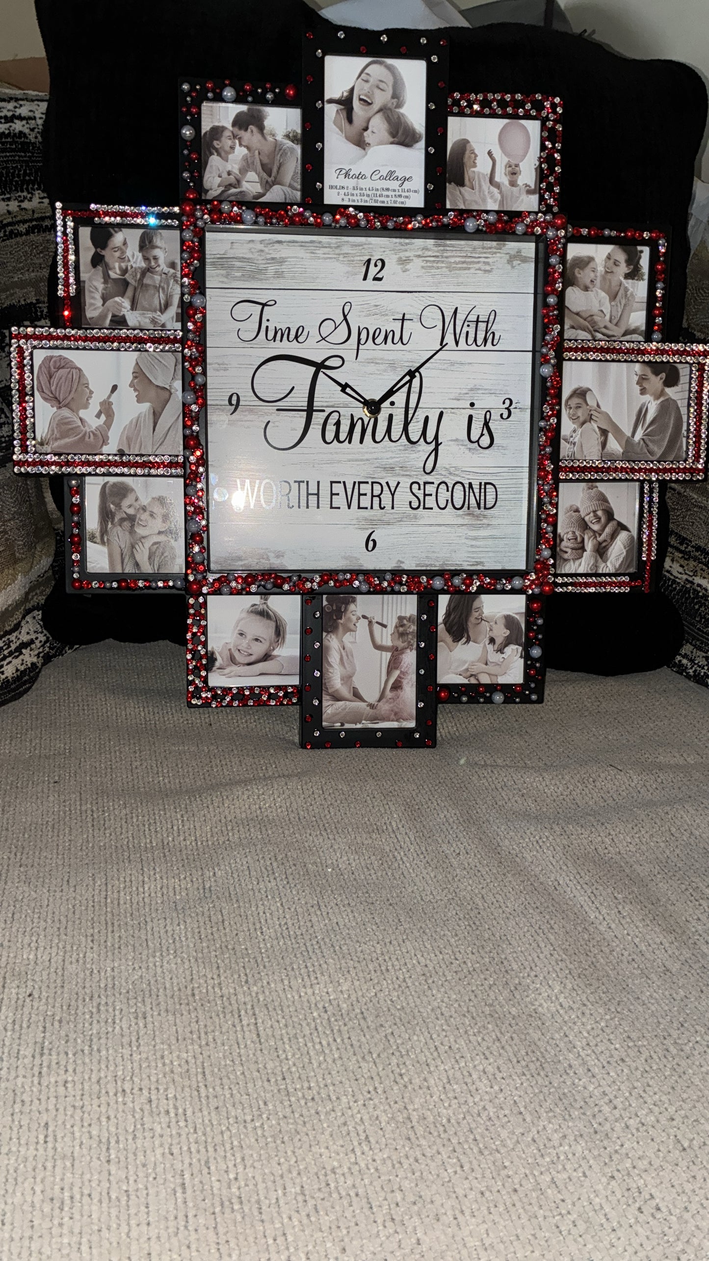 Black, Red, and Silver Bedazzled wall frame